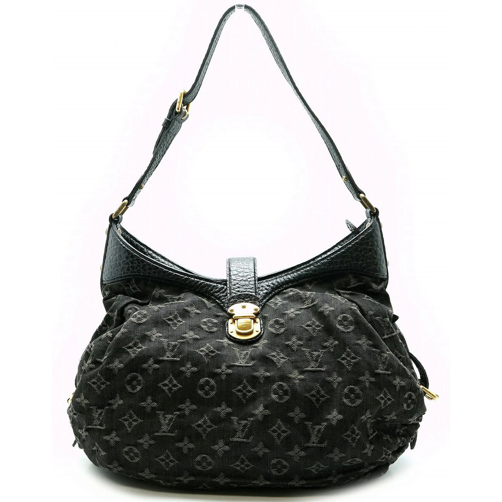 Louis Vuitton Monogram Denim Shoulder Bag Crossbody Black